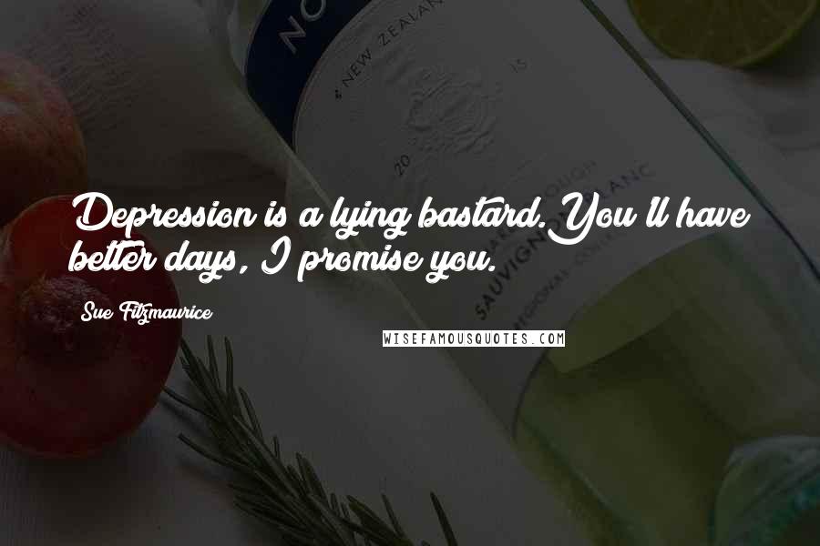 Sue Fitzmaurice quotes: Depression is a lying bastard.You'll have better days, I promise you.