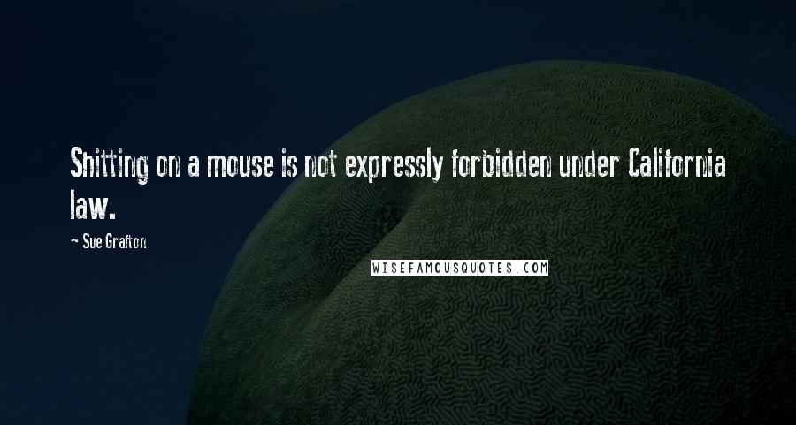 Sue Grafton quotes: Shitting on a mouse is not expressly forbidden under California law.