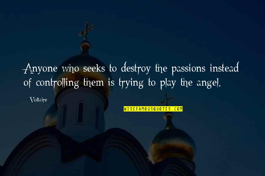 Sueldos Empleadas Quotes By Voltaire: Anyone who seeks to destroy the passions instead