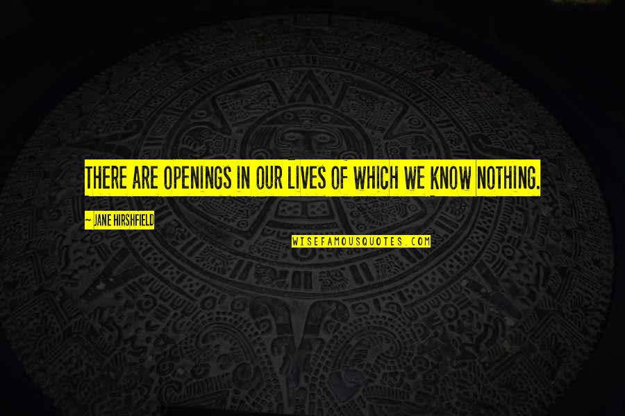 Suelos Francos Quotes By Jane Hirshfield: There are openings in our lives of which