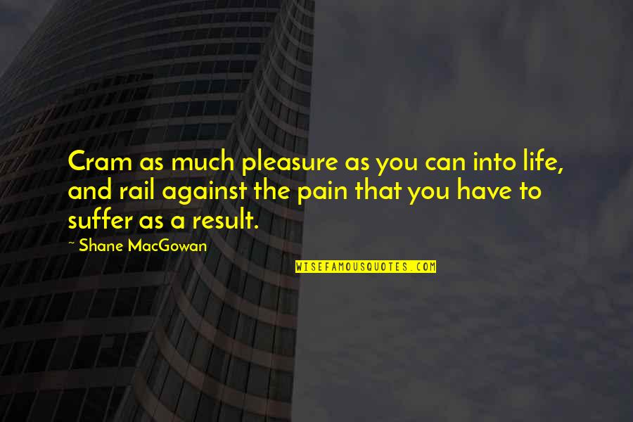 Suffer From Pain Quotes By Shane MacGowan: Cram as much pleasure as you can into