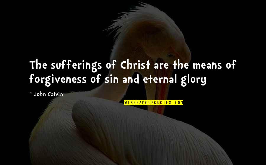 Suffering And Glory Quotes By John Calvin: The sufferings of Christ are the means of