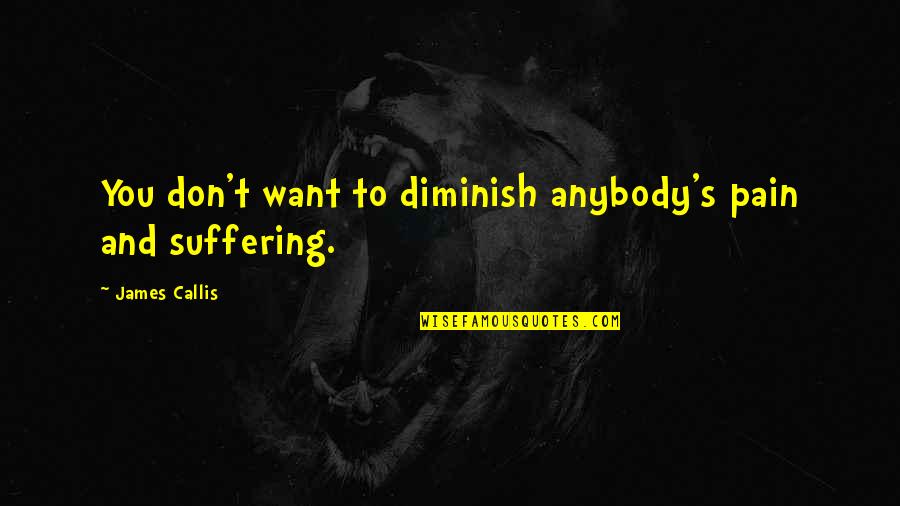 Suffering And Pain Quotes By James Callis: You don't want to diminish anybody's pain and Suffering And Pain Quotes By James Callis: You don't want to diminish anybody's pain and