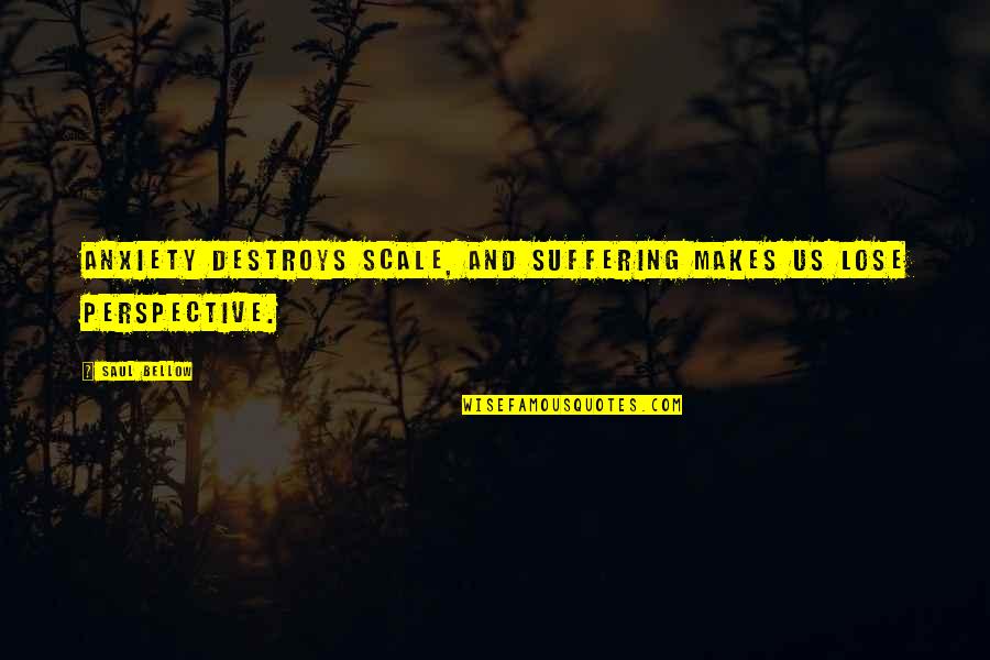 Suffering From Anxiety Quotes By Saul Bellow: Anxiety destroys scale, and suffering makes us lose