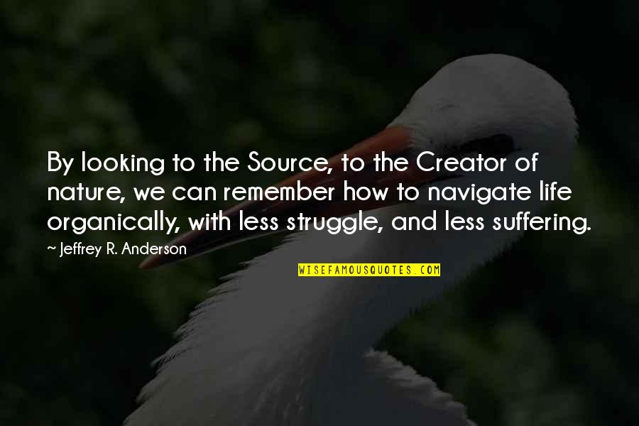 Suffering In Nature Quotes By Jeffrey R. Anderson: By looking to the Source, to the Creator Suffering In Nature Quotes By Jeffrey R. Anderson: By looking to the Source, to the Creator