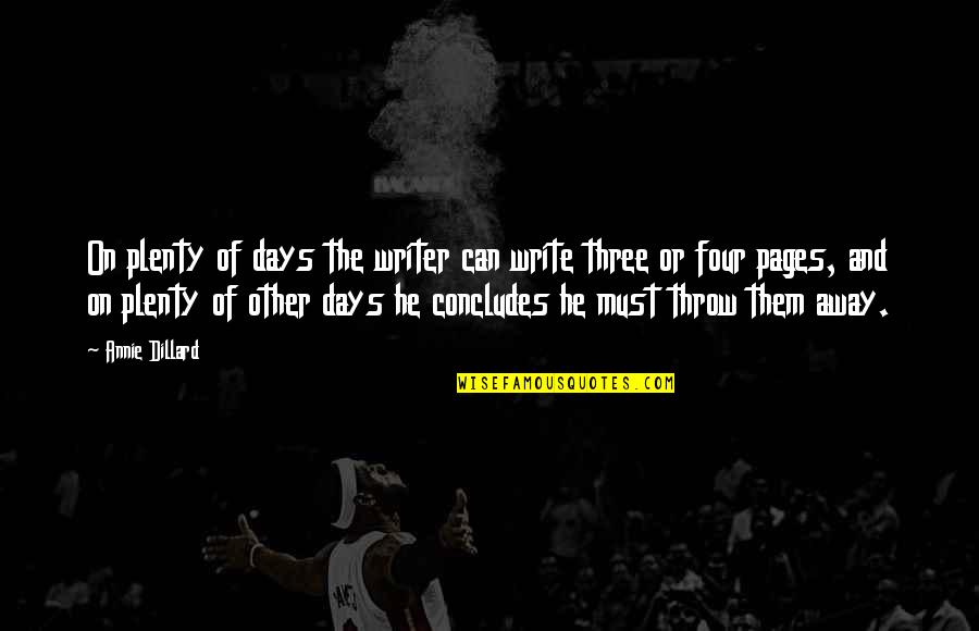 Suffering In Silence Quotes By Annie Dillard: On plenty of days the writer can write