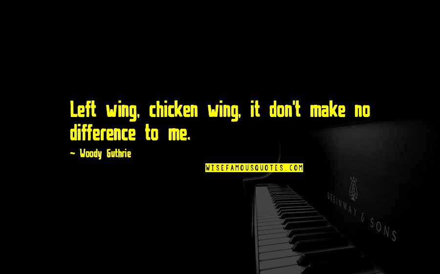 Suffering Of Other Human Beings Quotes By Woody Guthrie: Left wing, chicken wing, it don't make no Suffering Of Other Human Beings Quotes By Woody Guthrie: Left wing, chicken wing, it don't make no