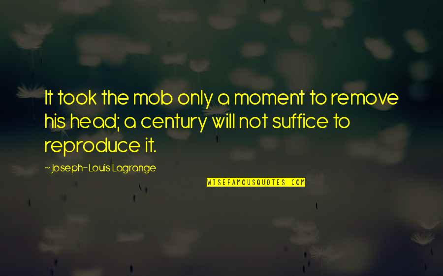 Suffice Quotes By Joseph-Louis Lagrange: It took the mob only a moment to