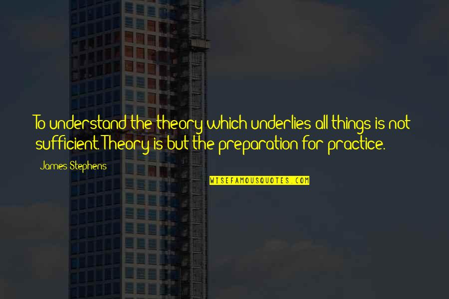 Sufficient Quotes By James Stephens: To understand the theory which underlies all things