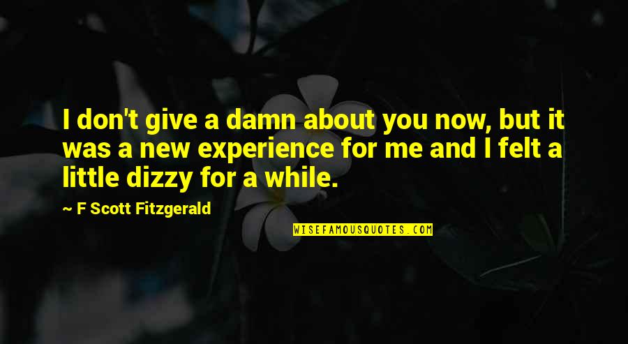 Suffocating Death Wound Quotes By F Scott Fitzgerald: I don't give a damn about you now,