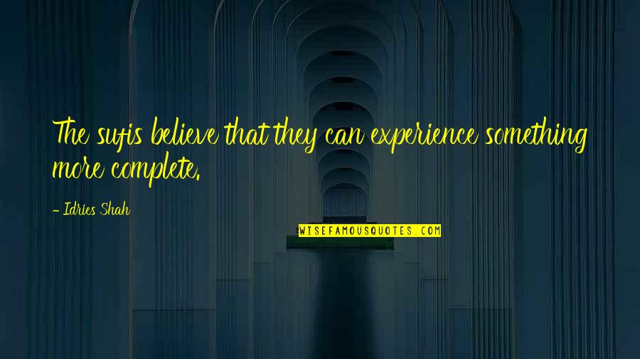 Sufi Quotes By Idries Shah: The sufis believe that they can experience something