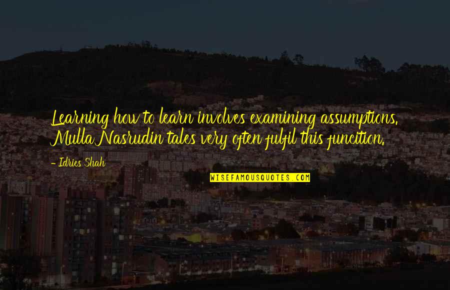 Sufi Quotes By Idries Shah: Learning how to learn involves examining assumptions. Mulla Sufi Quotes By Idries Shah: Learning how to learn involves examining assumptions. Mulla