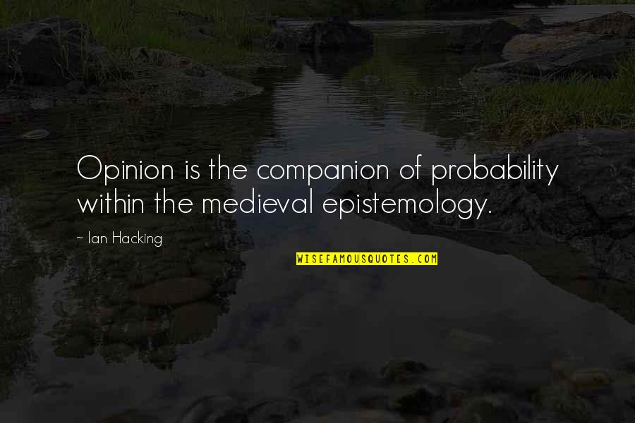 Sufrin Tabletki Quotes By Ian Hacking: Opinion is the companion of probability within the