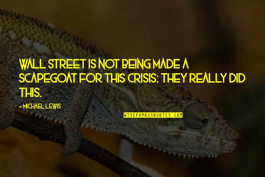 Sufrin Tabletki Quotes By Michael Lewis: Wall Street is not being made a scapegoat