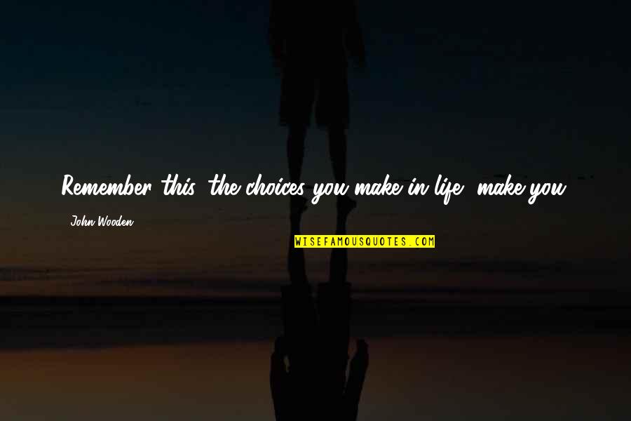 Sugar Gay Quotes By John Wooden: Remember this, the choices you make in life,