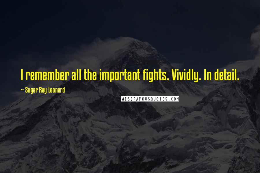 Sugar Ray Leonard quotes: I remember all the important fights. Vividly. In detail.