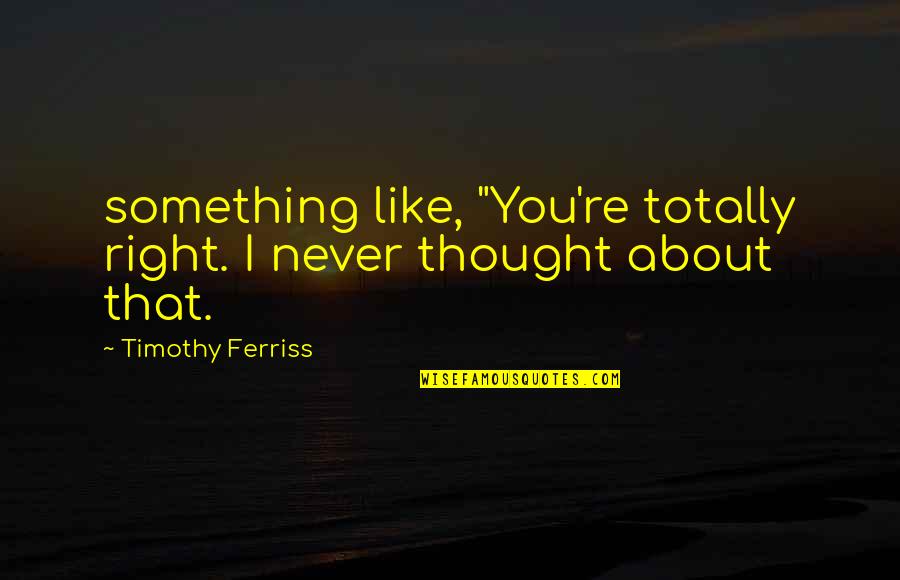 Sugarcoat Quotes By Timothy Ferriss: something like, "You're totally right. I never thought
