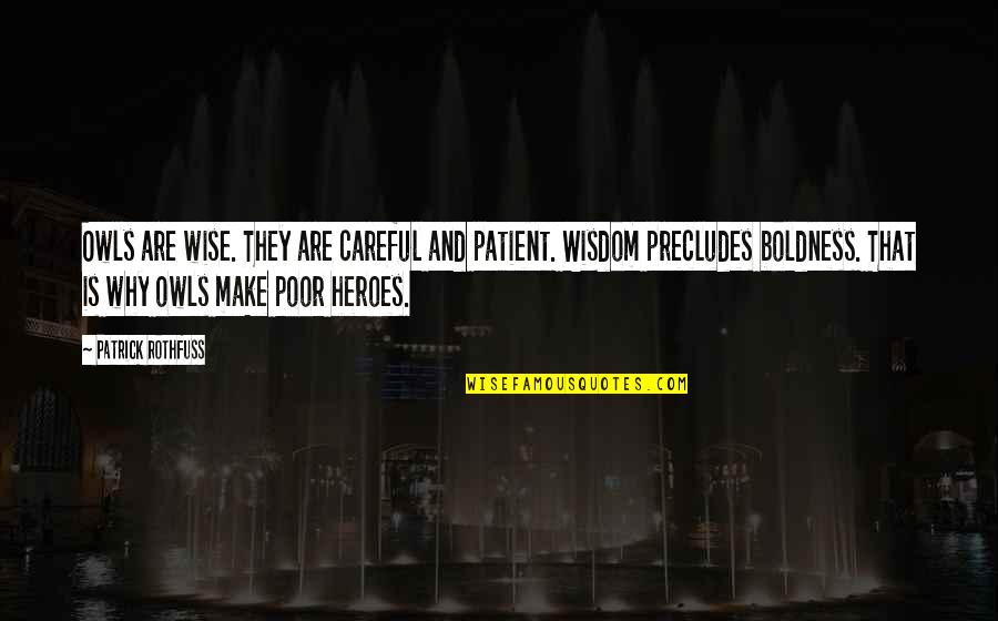 Sugdens Hot Quotes By Patrick Rothfuss: Owls are wise. They are careful and patient.
