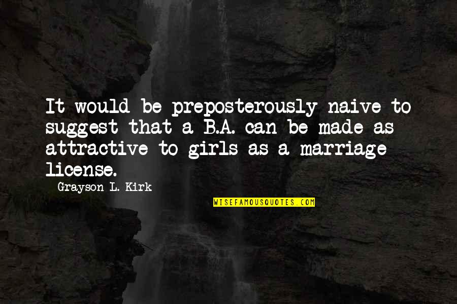 Suggest Quotes By Grayson L. Kirk: It would be preposterously naive to suggest that