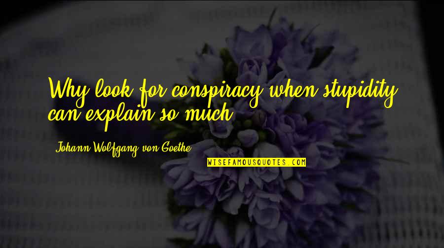 Suharto Quotes By Johann Wolfgang Von Goethe: Why look for conspiracy when stupidity can explain Suharto Quotes By Johann Wolfgang Von Goethe: Why look for conspiracy when stupidity can explain