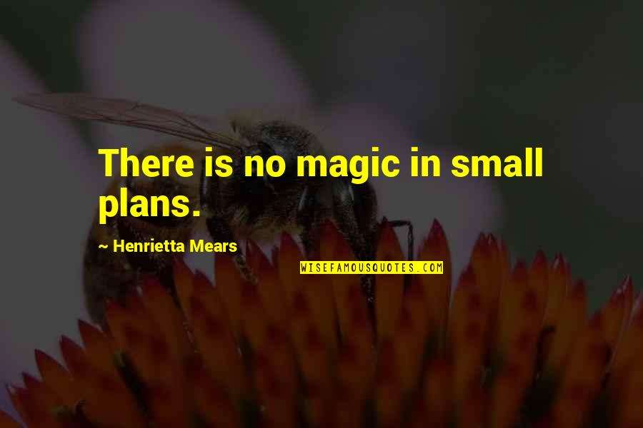 Suheily Rios Quotes By Henrietta Mears: There is no magic in small plans. Suheily Rios Quotes By Henrietta Mears: There is no magic in small plans.