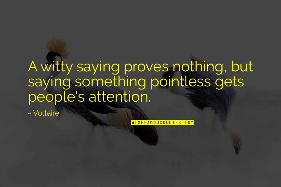 Sui Generis Quotes By Voltaire: A witty saying proves nothing, but saying something