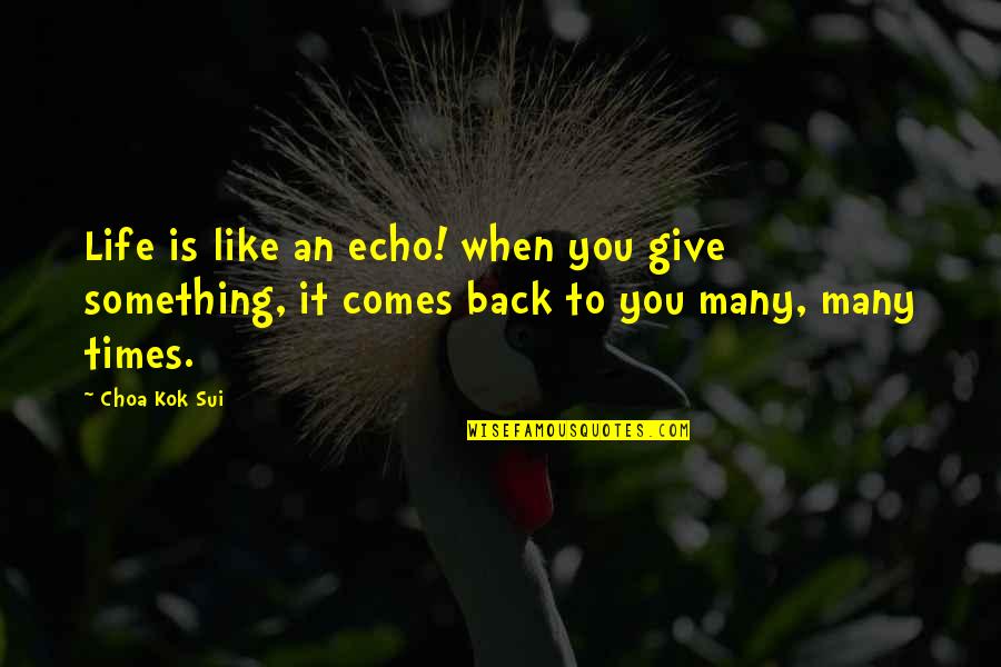 Sui Quotes By Choa Kok Sui: Life is like an echo! when you give Sui Quotes By Choa Kok Sui: Life is like an echo! when you give