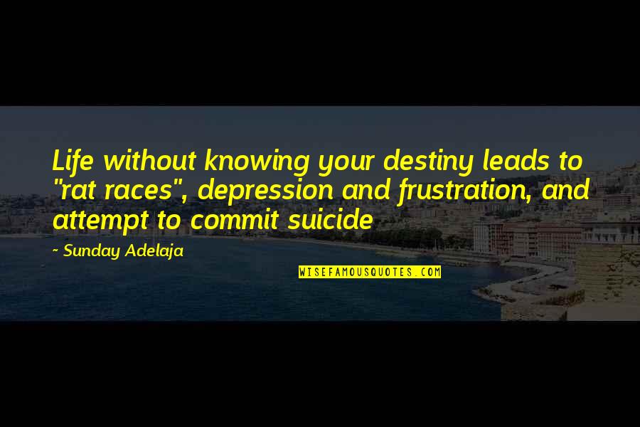 Suicide And Depression Quotes By Sunday Adelaja: Life without knowing your destiny leads to "rat