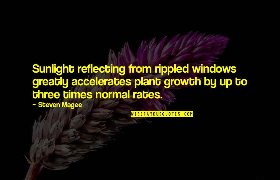 Suicide Prevention Quotes By Steven Magee: Sunlight reflecting from rippled windows greatly accelerates plant