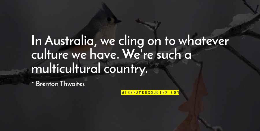 Suiciders Volume Quotes By Brenton Thwaites: In Australia, we cling on to whatever culture Suiciders Volume Quotes By Brenton Thwaites: In Australia, we cling on to whatever culture