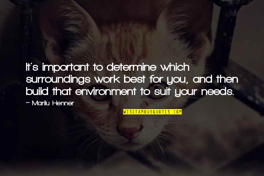 Suit To Quotes By Marilu Henner: It's important to determine which surroundings work best