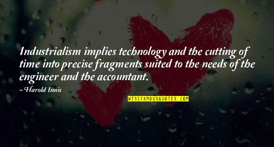 Suited Up Quotes By Harold Innis: Industrialism implies technology and the cutting of time