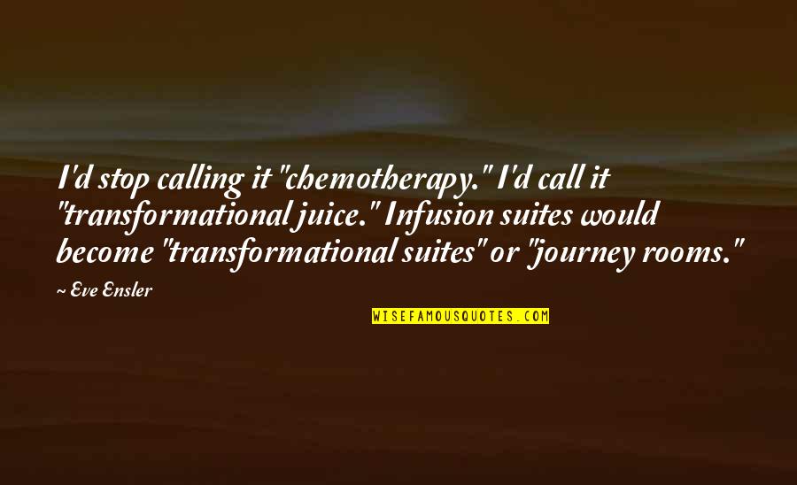 Suites Quotes By Eve Ensler: I'd stop calling it "chemotherapy." I'd call it