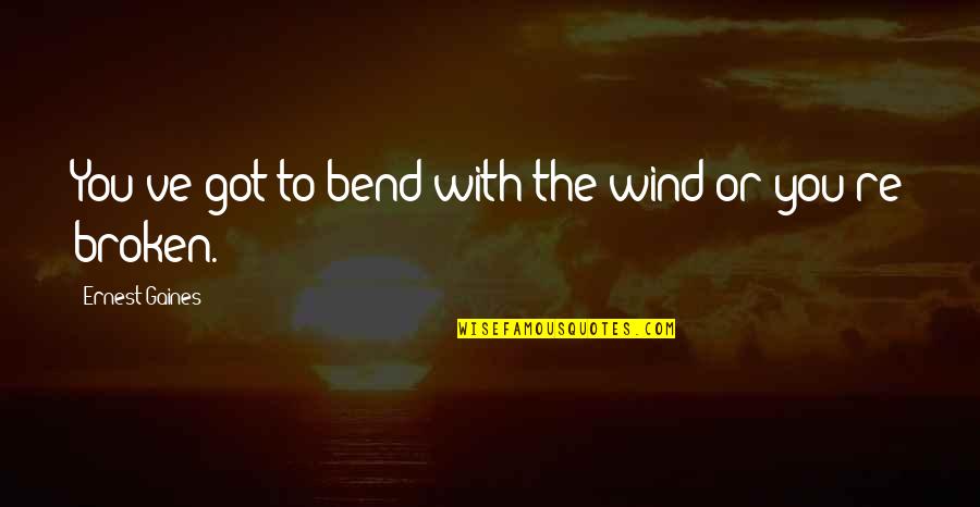 Suits Gun To Your Head Quote Quotes By Ernest Gaines: You've got to bend with the wind or Suits Gun To Your Head Quote Quotes By Ernest Gaines: You've got to bend with the wind or