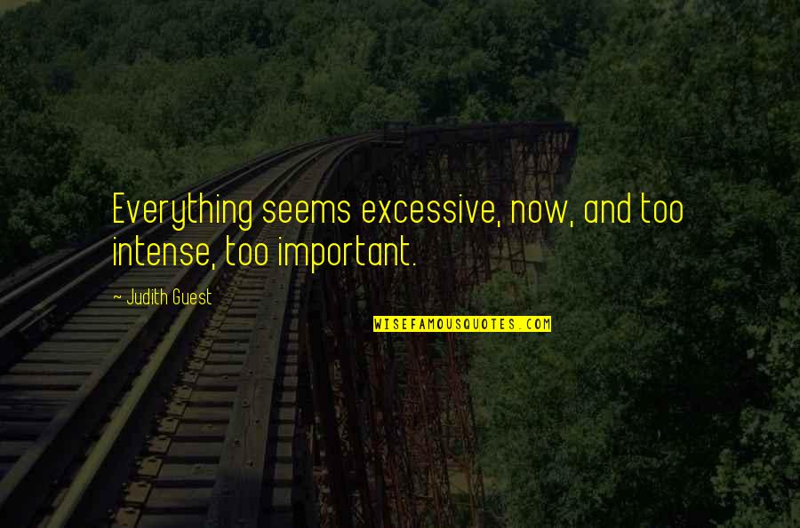 Suju Quotes By Judith Guest: Everything seems excessive, now, and too intense, too