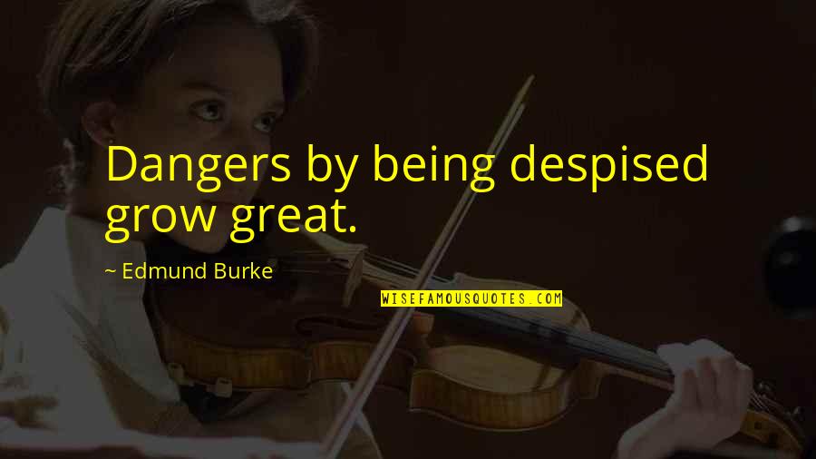 Suliat Kan Quotes By Edmund Burke: Dangers by being despised grow great.