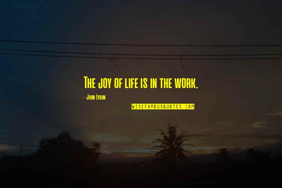 Sulking Quotes Quotes By John Lydon: The joy of life is in the work.