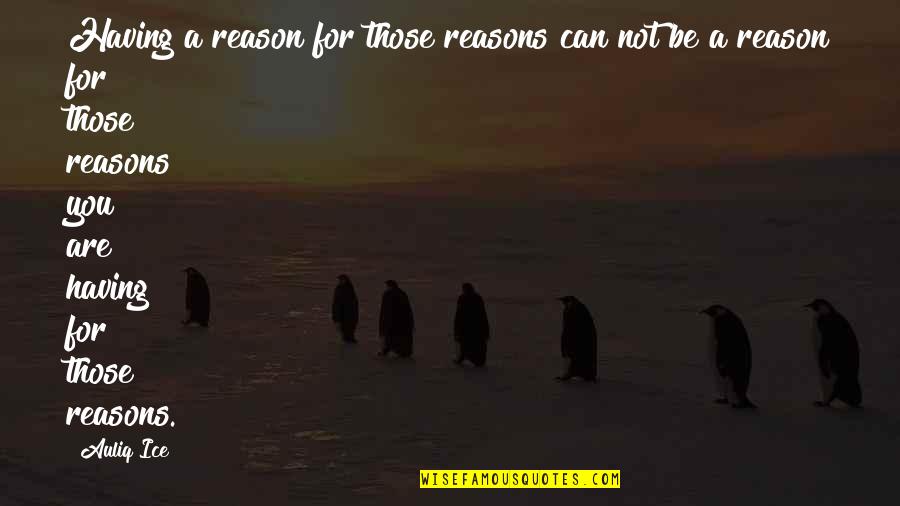 Sullivans's Quotes By Auliq Ice: Having a reason for those reasons can not Sullivans's Quotes By Auliq Ice: Having a reason for those reasons can not