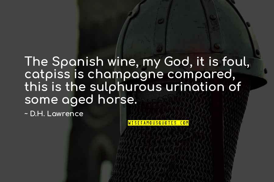 Sulphurous Quotes By D.H. Lawrence: The Spanish wine, my God, it is foul,