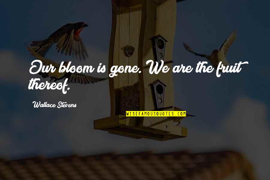 Sultenfuss Tampa Quotes By Wallace Stevens: Our bloom is gone. We are the fruit