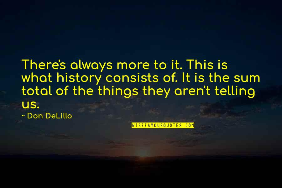 Sum Quotes By Don DeLillo: There's always more to it. This is what