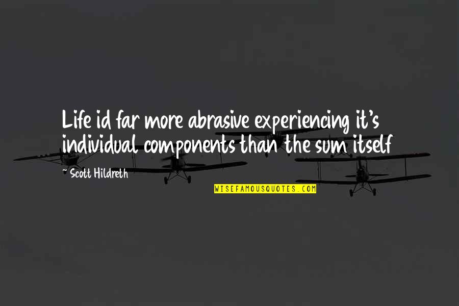 Sum Up Life Quotes By Scott Hildreth: Life id far more abrasive experiencing it's individual