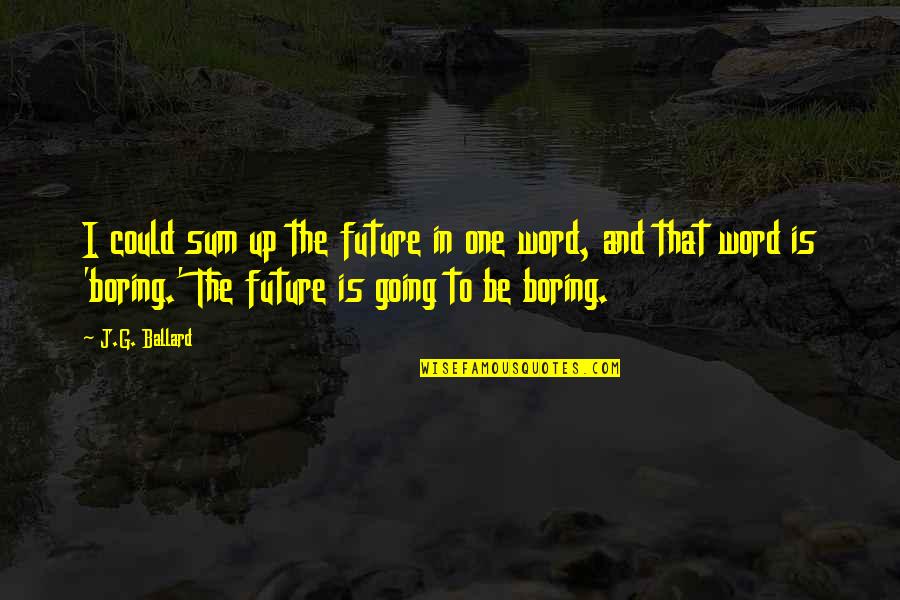 Sum Up Quotes By J.G. Ballard: I could sum up the future in one