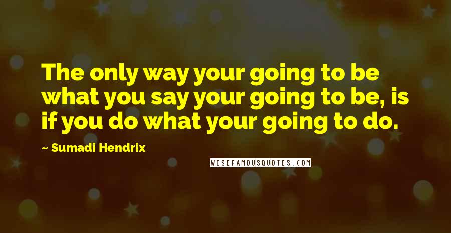 Sumadi Hendrix quotes: The only way your going to be what you say your going to be, is if you do what your going to do.