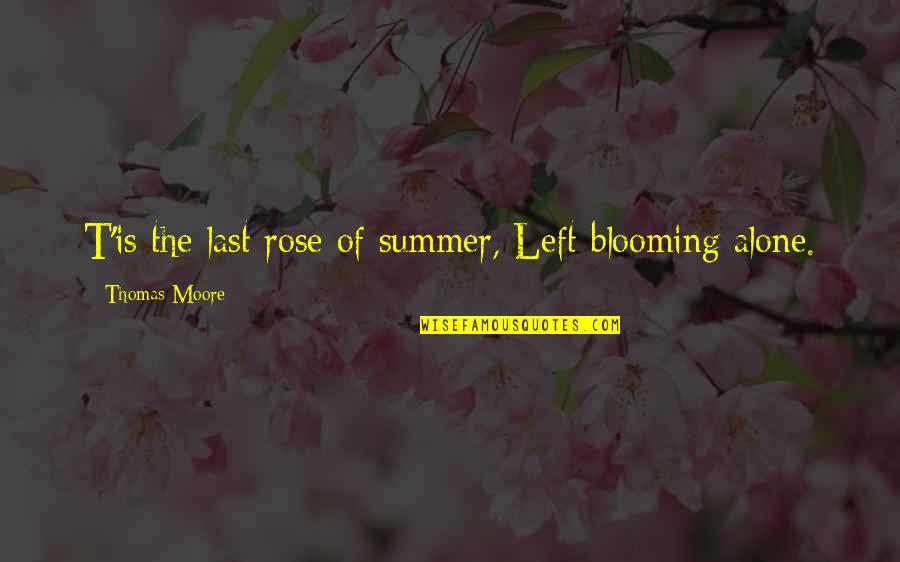 Summer And Flower Quotes By Thomas Moore: T'is the last rose of summer, Left blooming Summer And Flower Quotes By Thomas Moore: T'is the last rose of summer, Left blooming