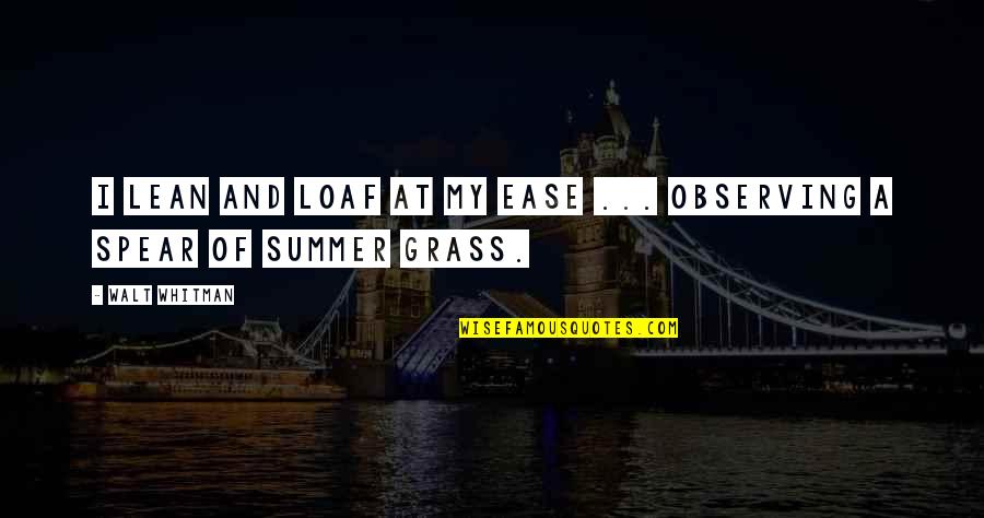 Summer And Quotes By Walt Whitman: I lean and loaf at my ease ...