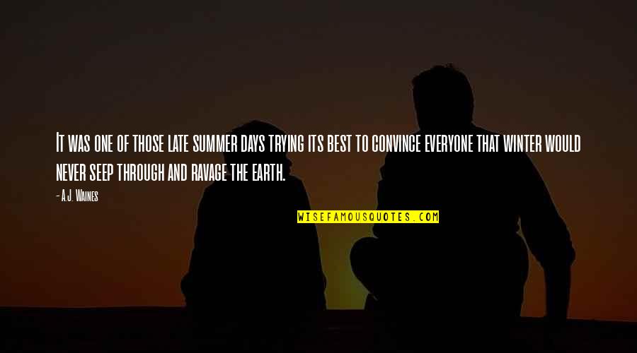 Summer And Winter Quotes By A.J. Waines: It was one of those late summer days