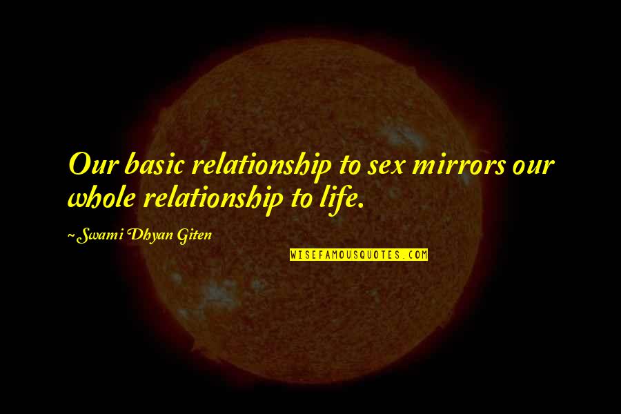 Summer Boats Quotes By Swami Dhyan Giten: Our basic relationship to sex mirrors our whole