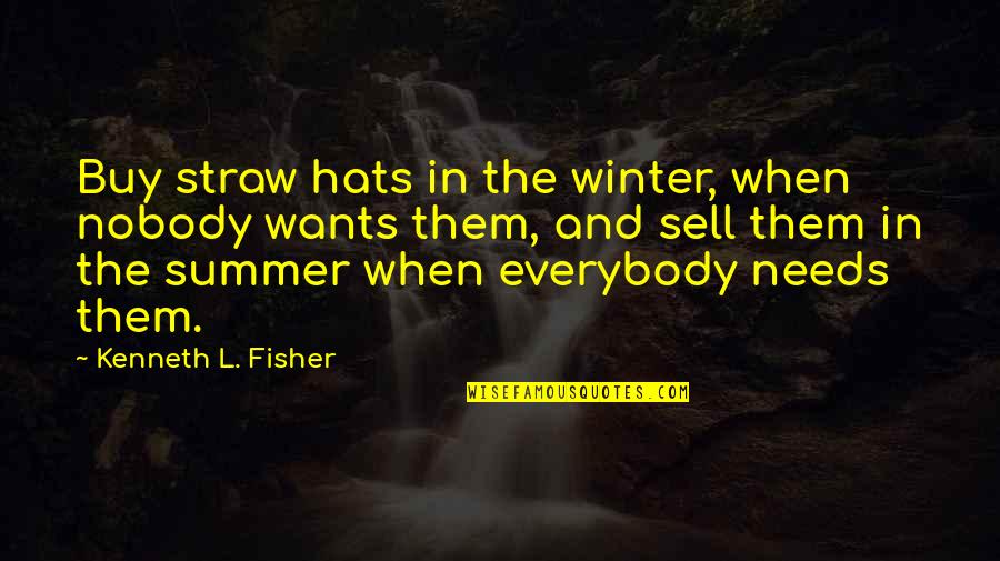 Summer Hats Quotes By Kenneth L. Fisher: Buy straw hats in the winter, when nobody