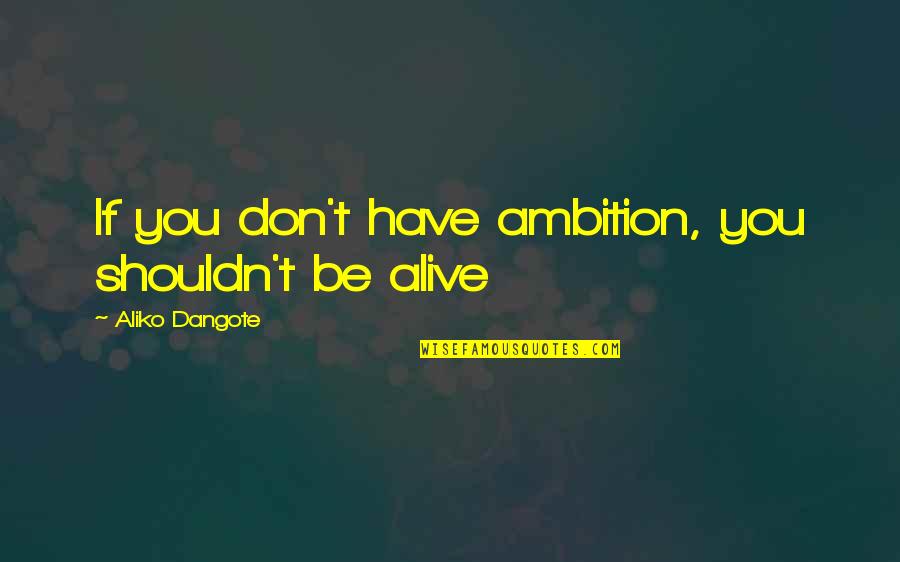Summer Reading Programs Quotes By Aliko Dangote: If you don't have ambition, you shouldn't be